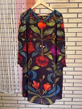 Moody Floral Midi Dress - 10 Feet - Med - Bust 40 - Size 8 - 10 - Autumn FLorals
